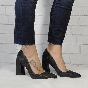Vince Camuto Talise Black Glitter Pumps